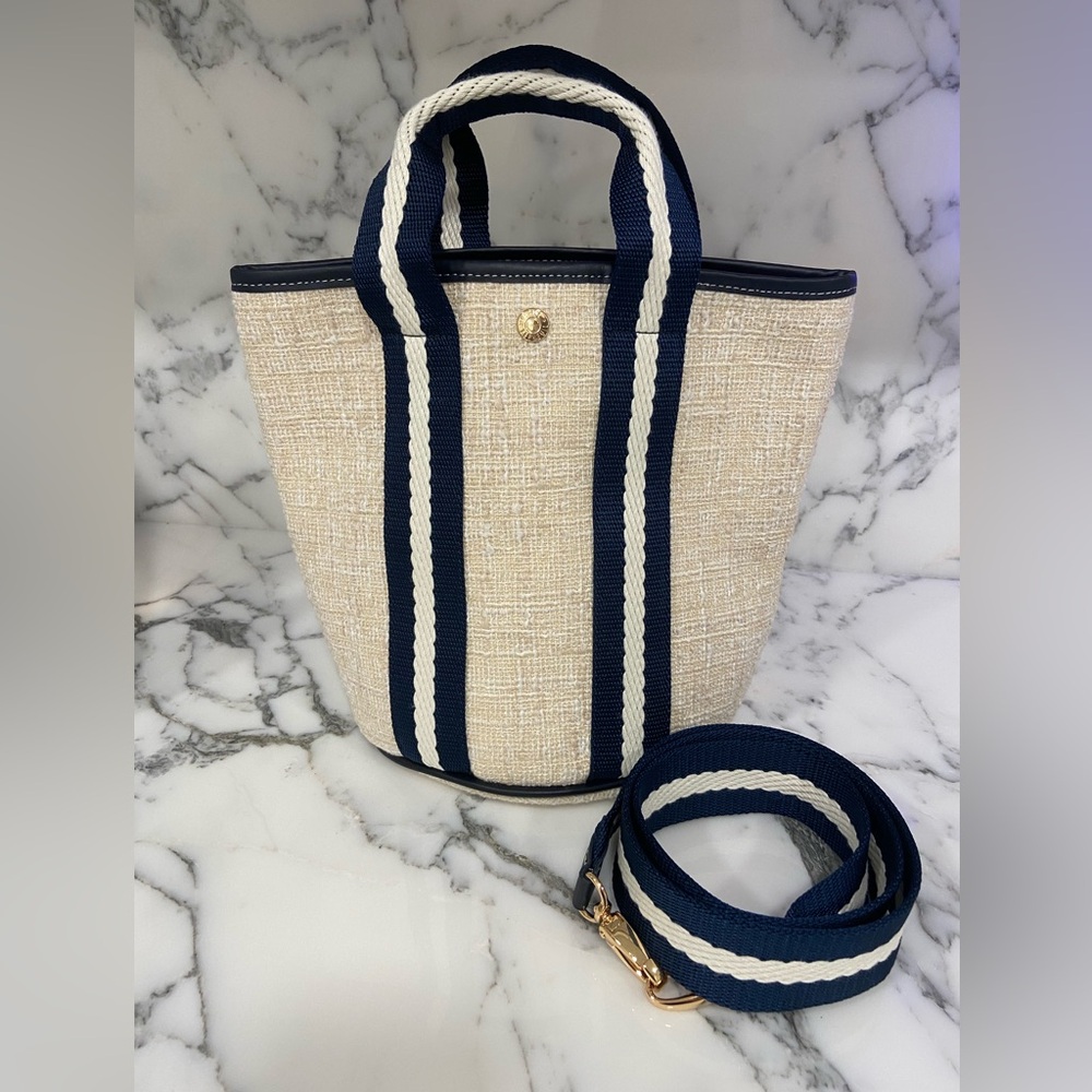 Rue de Verneuil — CRUISE BUCKET S - Cream Tweed Rope Navy